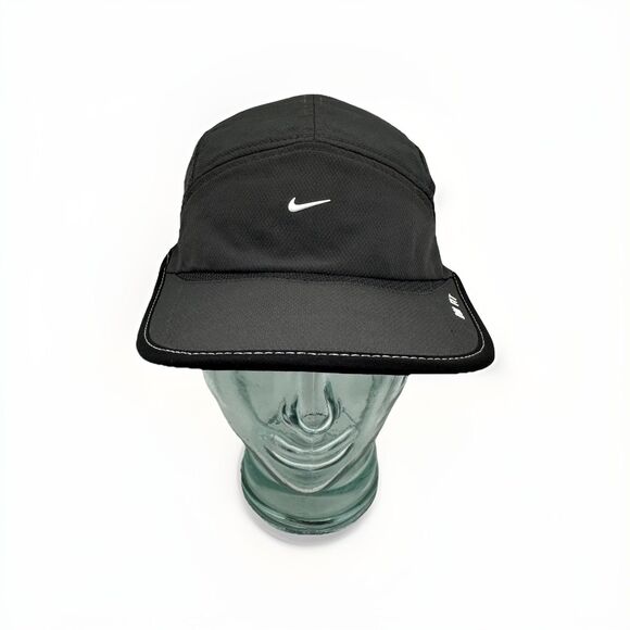 Nike Hat Cap Strap Back Black Dri-FIT Running Lightweight Reflective Mens - Picture 1 of 7